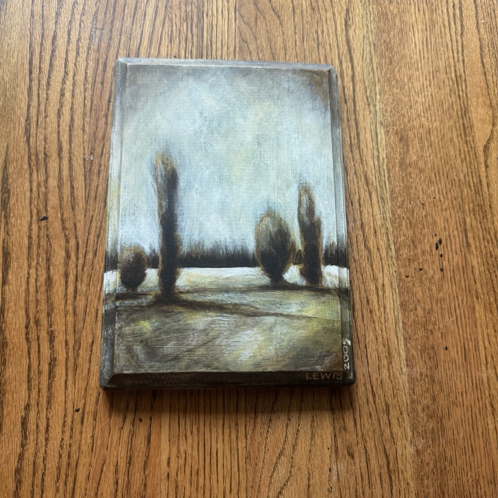 Vintage Acrylic Landscape On Wood | Artist Signed | Moody Cottagecore Miniature